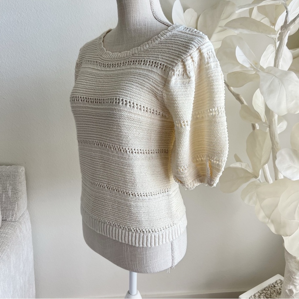 House of Harlow 1960 Ivory Knit Short sleeve Top - Picture 4 of 6